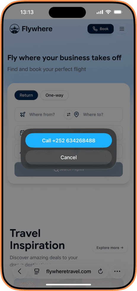 Click-to-call booking support