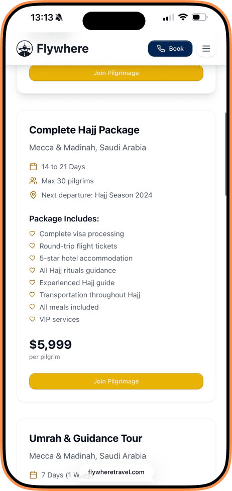 Pilgrimage packages listing
